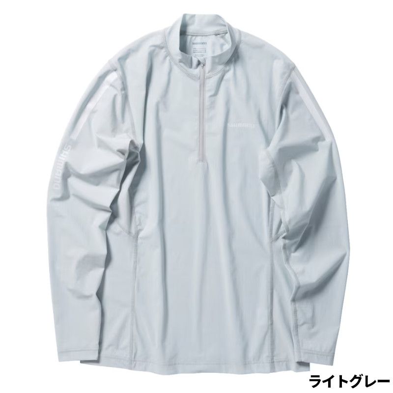 【現品限り】 シマノ ウェア ウォーターリペル ハーフジップシャツ ロングスリーブ L ライトグレー SH-040X
