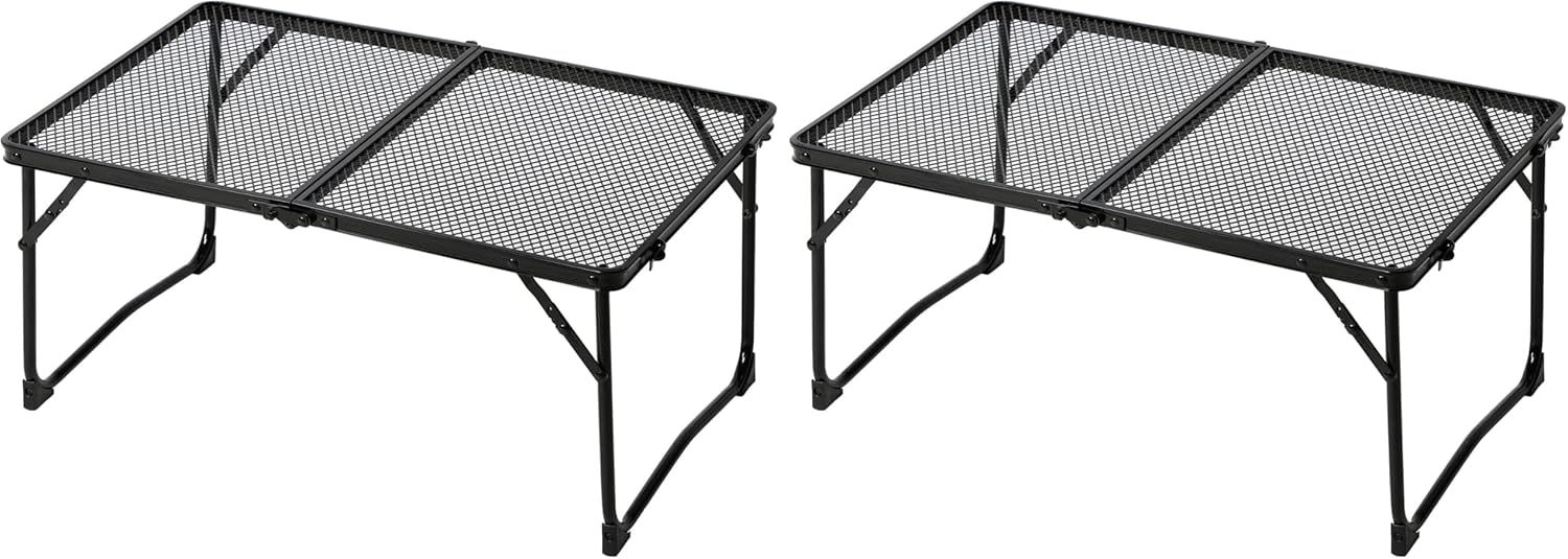 TIMBER RIDGE メッシュ ソロテーブル ロータイプ 折りたたみ式 軽量 コンパクト収納 キャンプ アウトドア 屋外物置き ブラック 64x38x30cm