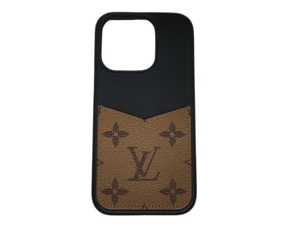 LOUIS VUITTON ルイヴィトン スマートフォンケース バンパー iPhone15Pro M82889 ブラウン ブラック系 モノグラムリバース ユニセックス 美品