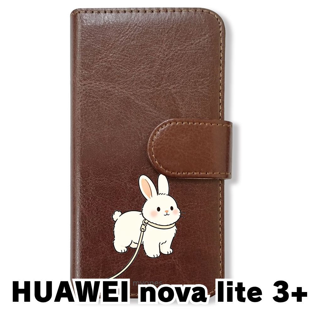 新品未使用】 HUAWEI nova lite 3+ 手帳型スマホ ケース (色：ブラウン