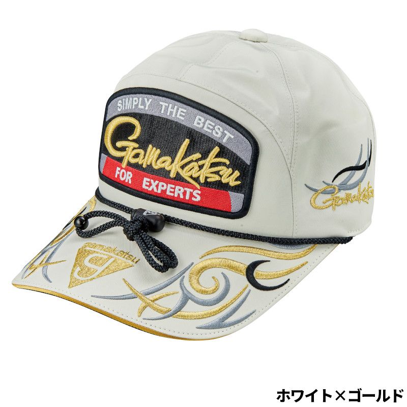 がまかつ キャップ フィッシングキャップ(ワッペン) L ホワイト×ゴールド GM9112
