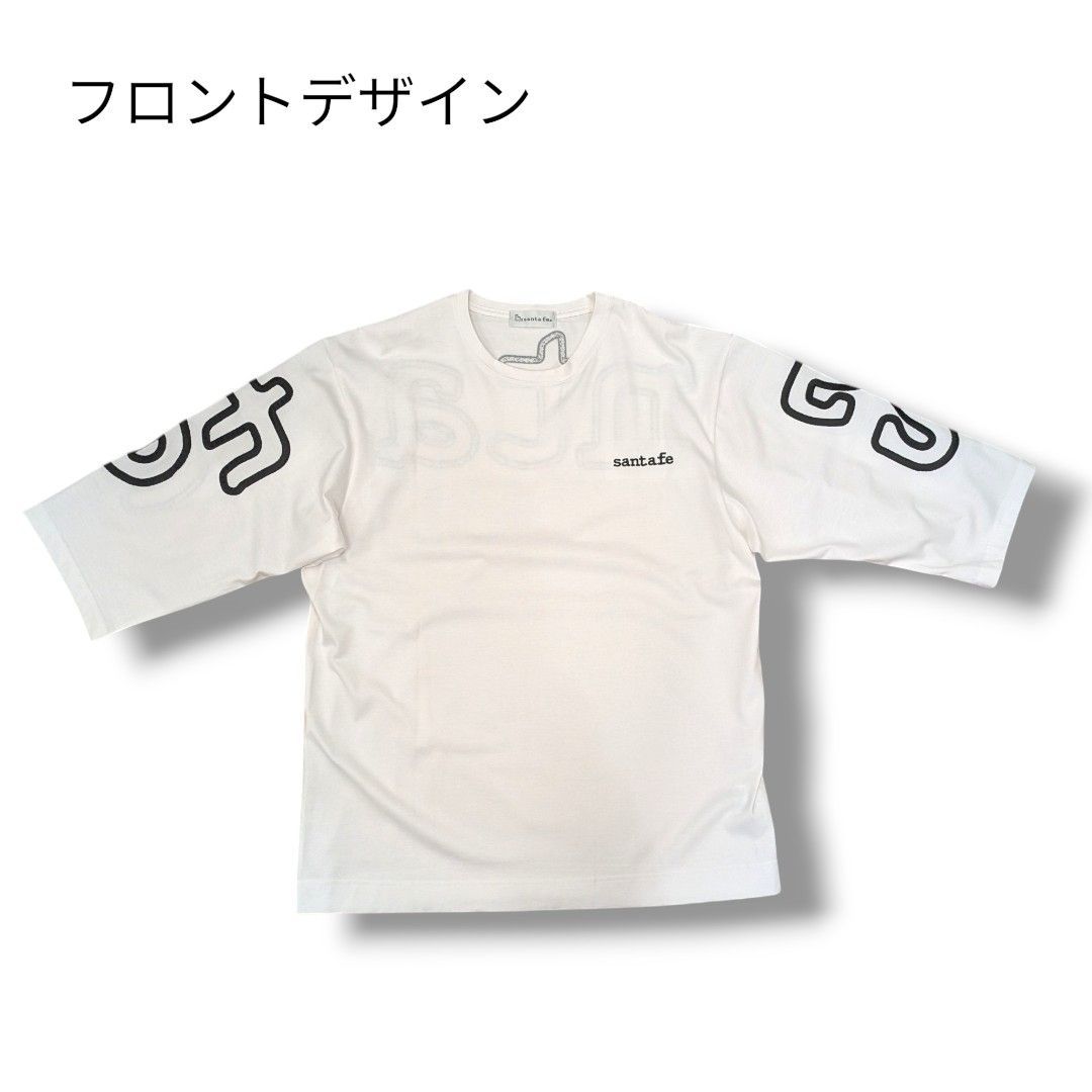 【santa fe／サンタフェ】背面BIGロゴ刺繍 5分袖Tシャツ ホワイト 52(3L)サイズ 日本製 新品、未使用、現品限り