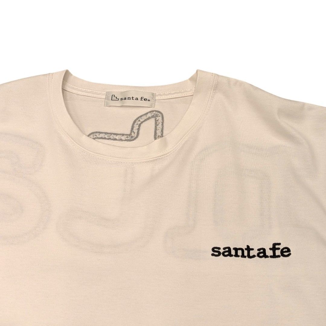 【santa fe／サンタフェ】背面BIGロゴ刺繍 5分袖Tシャツ ホワイト 52(3L)サイズ 日本製 新品、未使用、現品限り
