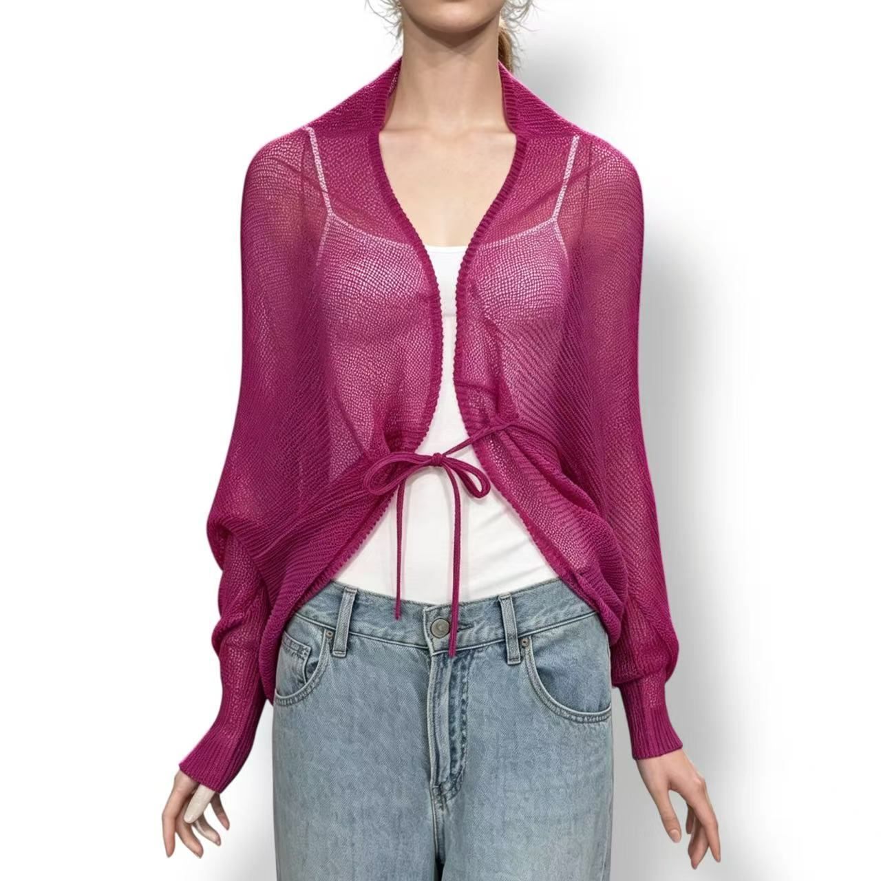 新品同様 ISSEY MIYAKE イッセイミヤケ PLEATS PLEASE プリーツプリーズ カーディガン ピンク