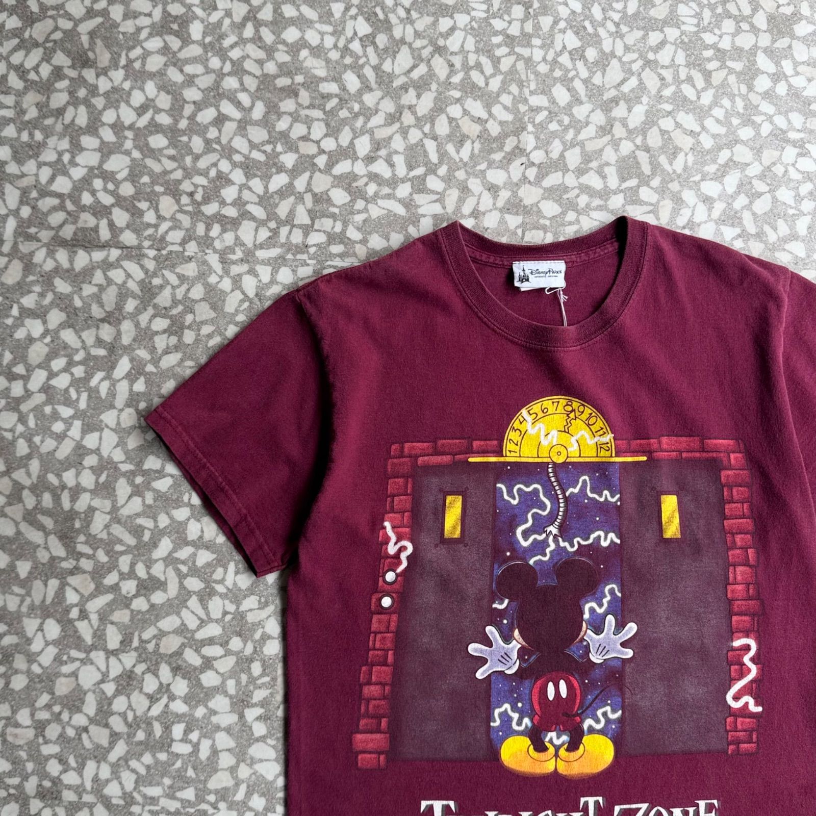 Disney / 00’s tower of terror Tee size S オールドディズニー　タワー・オブ・テラー　両面プリント　ジェットコースター　雷 ユニセックス　半袖　バーガンディ　vintage