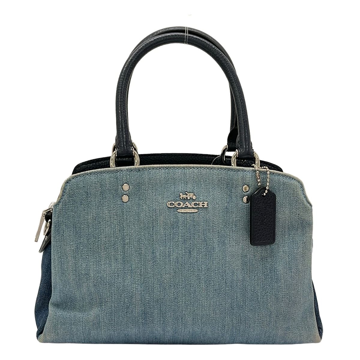 COACH(コーチ) ハンドバッグ ミニ リリー キャリーオール 91093 ライトブルー×ネイビー レザー