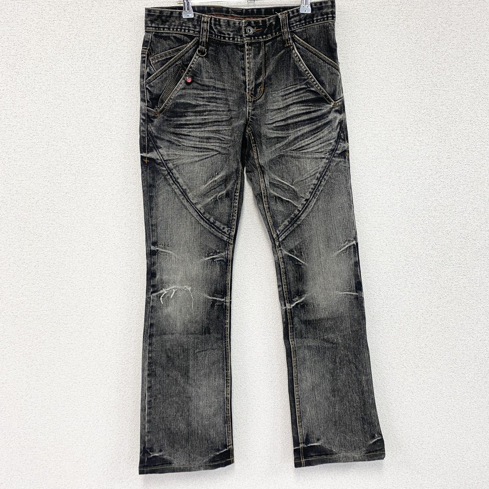 NICOLE CLUB FOR MEN　ブラックデニムパンツ/ジーンズ　ジップフライ　黒　ブラック　インディゴ　46サイズ　古着