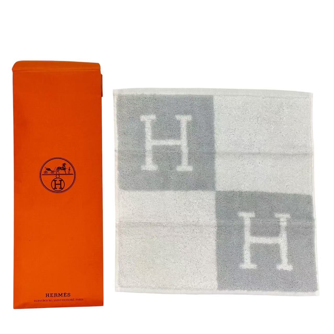 未使用品 HERMES エルメス ハンカチ H柄 ハンドタオル グレー - メルカリ