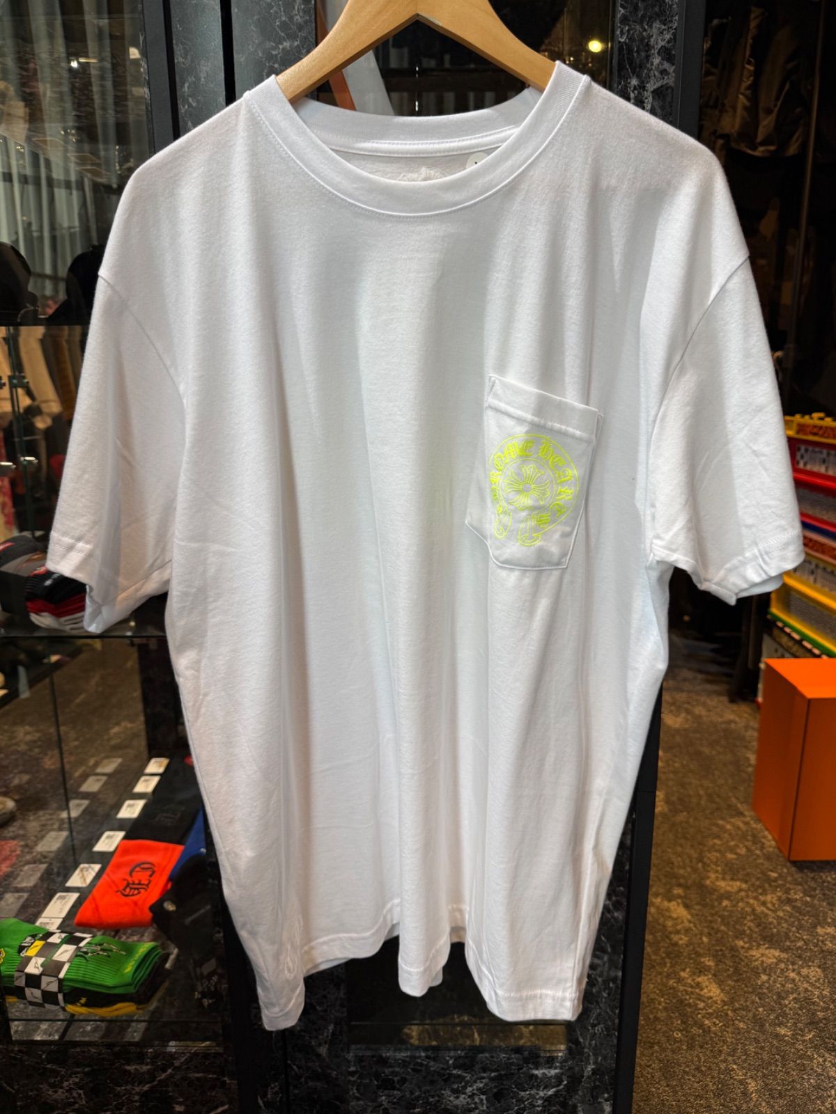 クロムハーツ　Tシャツ　ホースシューネオン　ホワイト×イエロー　XLサイズ　S品