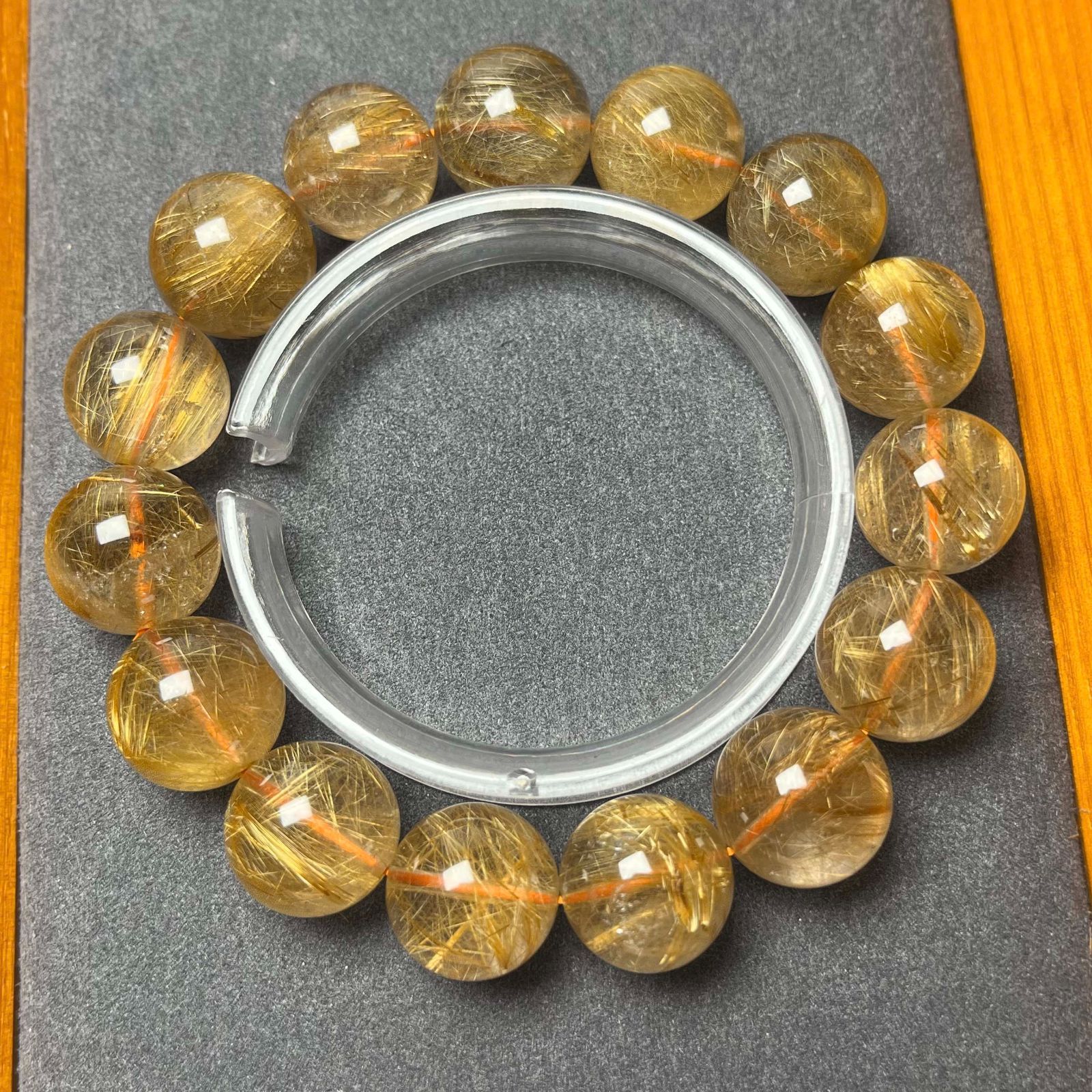 天然石★【120Aタイガータイチンルチル】★ブレスレット 天然石 15.7-16.6mm ZZ2112