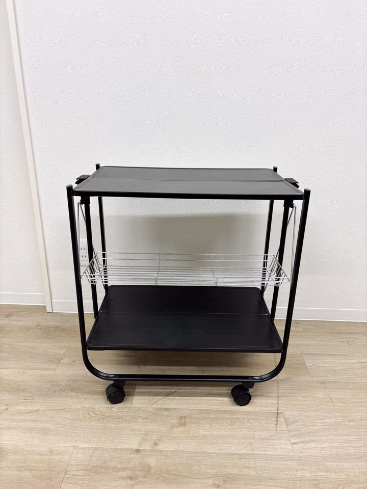 【展示品】定価16,500円 シェルフ 単品 幅 69cm フォールディング トレイ インダストリアル アウトドア ブラック おしゃれ 個人未使用【送料無料】