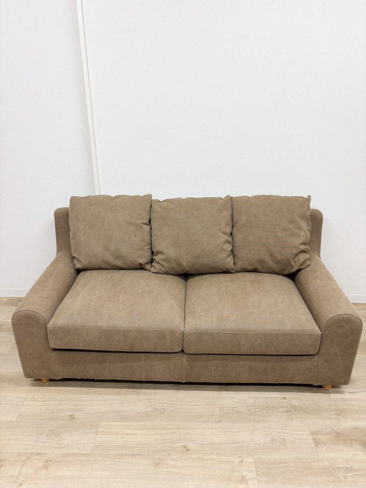 【展示品】定価92,400円 関家具 ソファ 2人掛け 単品 幅160cm ヌガーⅢ ナチュラル カフェ風 ブラウン ファブリック【開梱設置付き】【送料無料】
