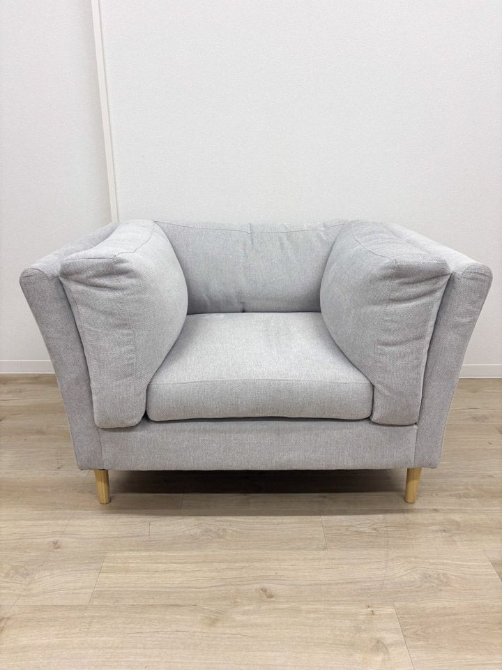 【展示品】定価104,500円 東谷 ソファ 1人掛け 単品 幅105cm フォーク ナチュラル ライトグレー ファブリック【開梱設置付き】【送料無料】