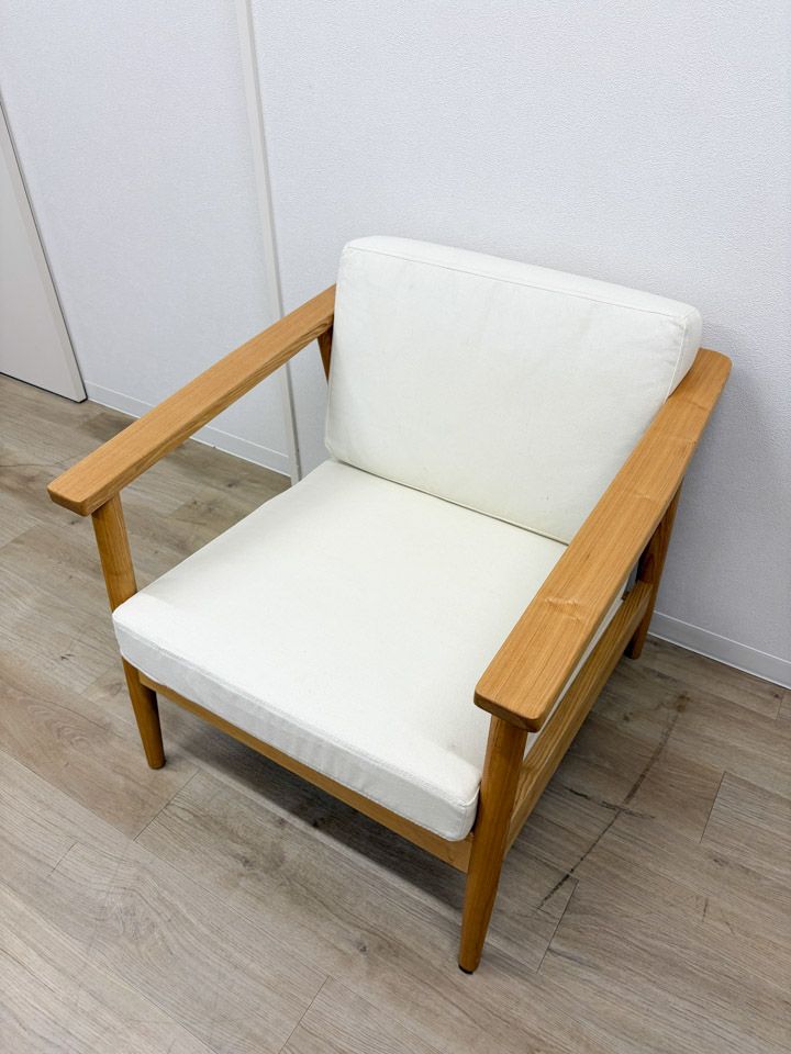 【展示品】定価86,900円 東谷 ソファ 1人掛け 単品 幅69.5cm ラウンジソファ ナチュラル ファブリック【開梱設置付き】【送料無料】