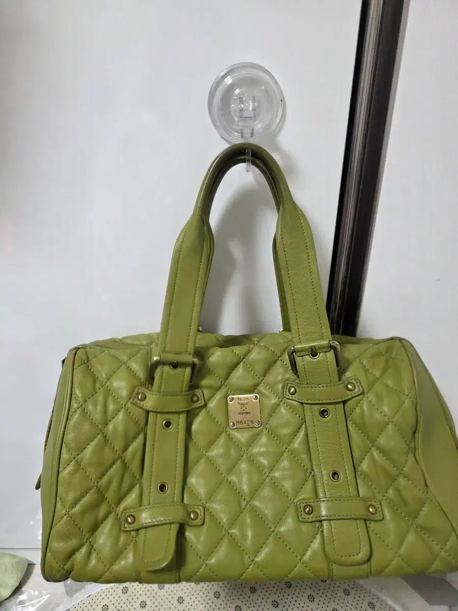 MCM キルティング ボストンバッグ グリーン