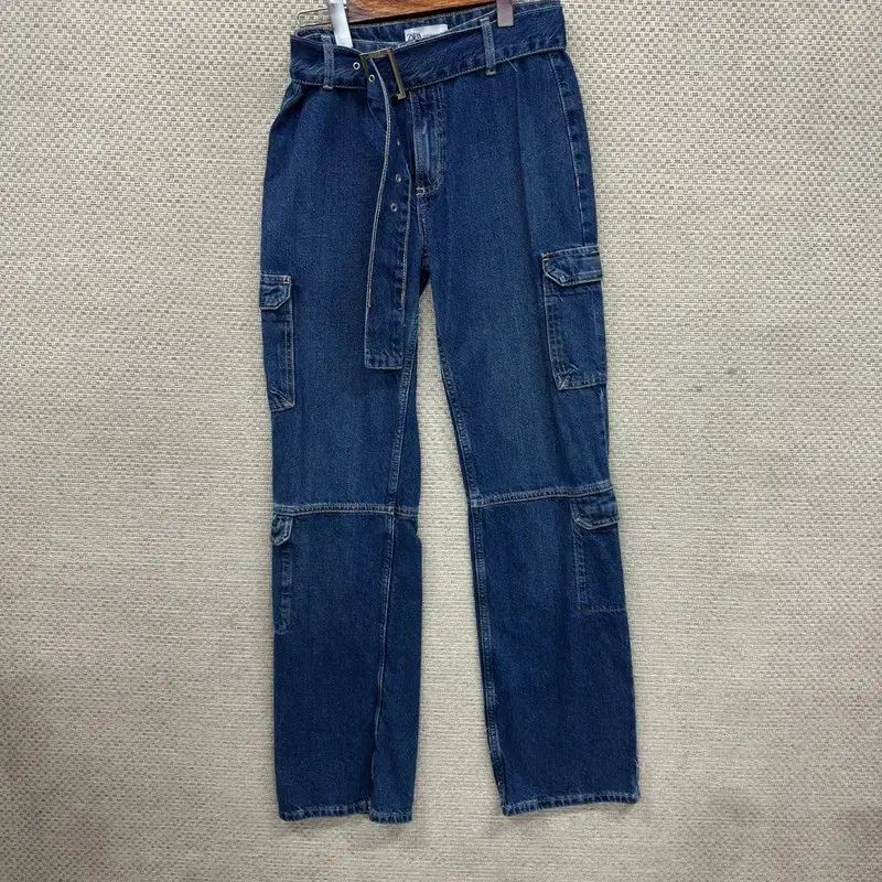 ザラ ZARA マルチポケット カーゴ デニム ズボン 24インチ D03316