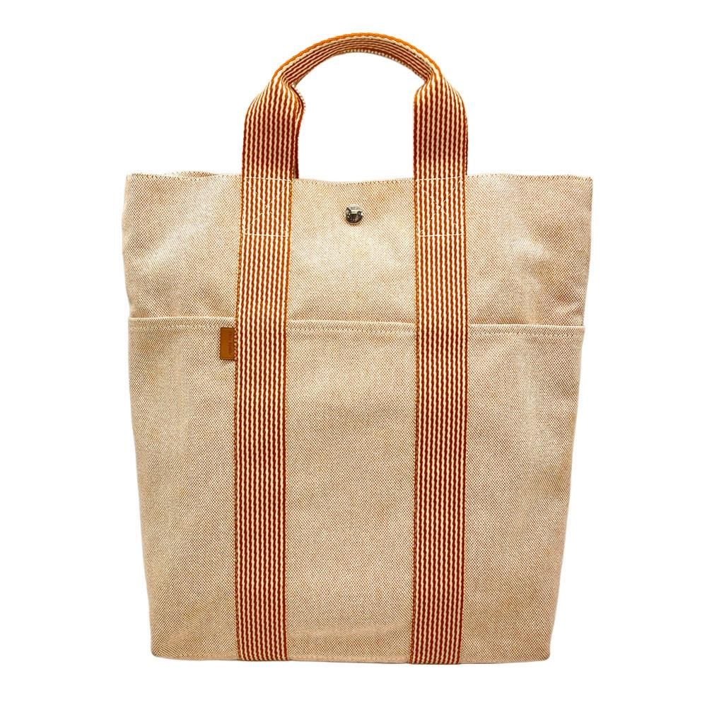 エルメス HERMES フールトゥ カバス トートバッグ キャンバス オレンジ