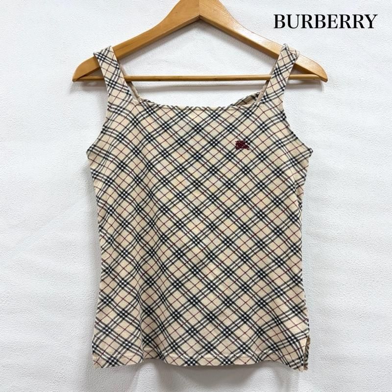 BURBERRY チェック柄タンクトップ 38 バーバリー・ブルーレーベル ノバチェック タンクトップ ノースリーブ ロゴ 刺繍 スリット バック リボン キャミソール レディース 38  ISItems【USED】【古着】【中古】50160210 - メルカリ