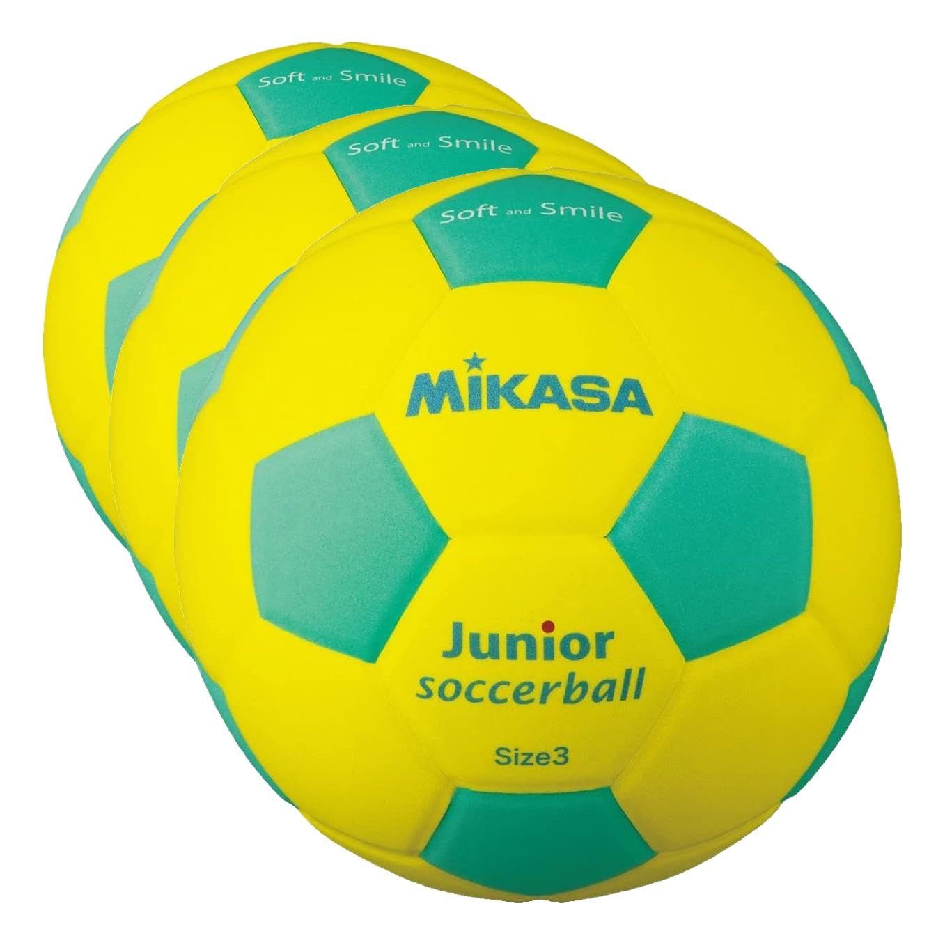 新品 ミカサ(MIKASA) ジュニア サッカーボール 3号 スマイルサッカー 約150g イエロー/ライトグリーン 貼りボール SF3J-YLG 推奨内圧0.10~0.15(kgf/?) (× 3) 7,397円