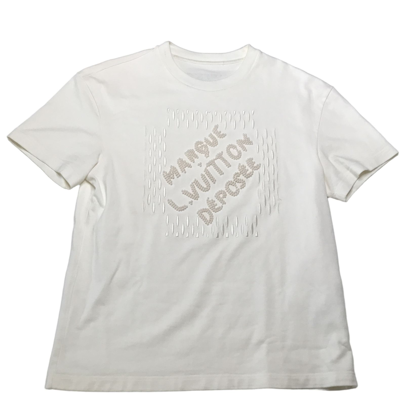 ルイ・ヴィトン LOUIS VUITTON エンブロイダード シグネチャー Tシャツ パール装飾 Sサイズ シャツ メンズ レディース 一般中古 T11293260