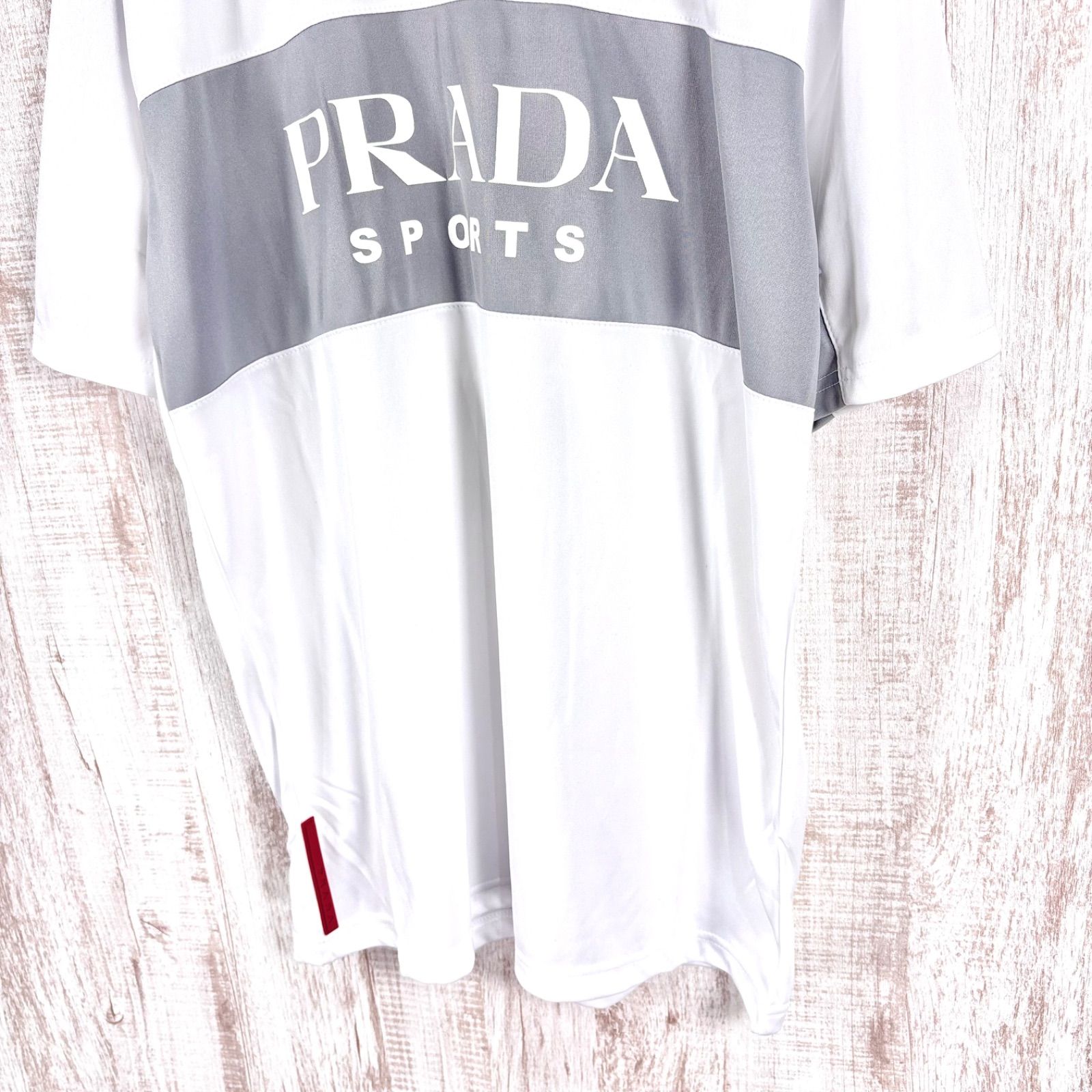 新品未使用 美品 PRADA プラダ ビッグロゴ メッシュTシャツ ホワイト 