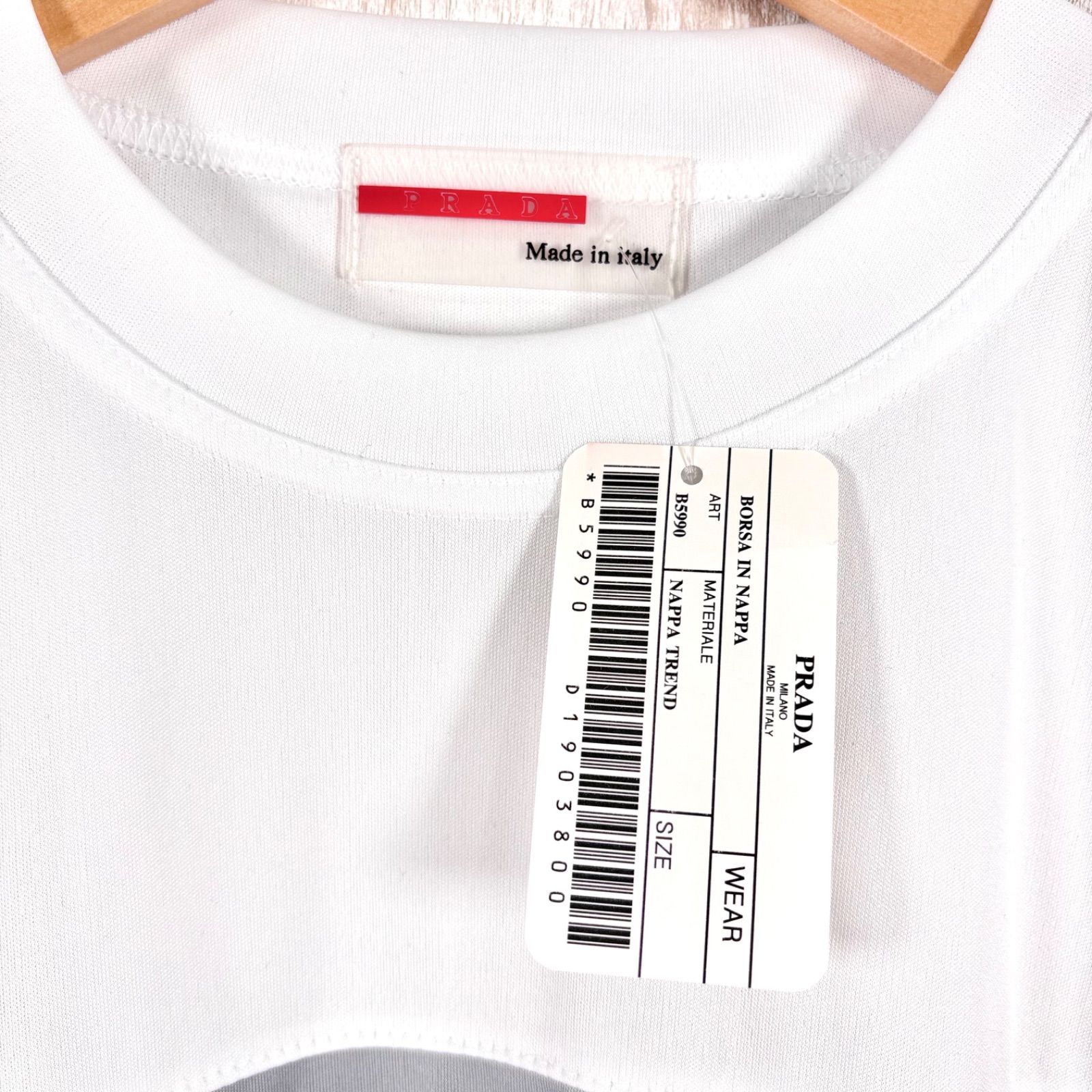新品未使用 美品 PRADA プラダ ビッグロゴ メッシュTシャツ ホワイト