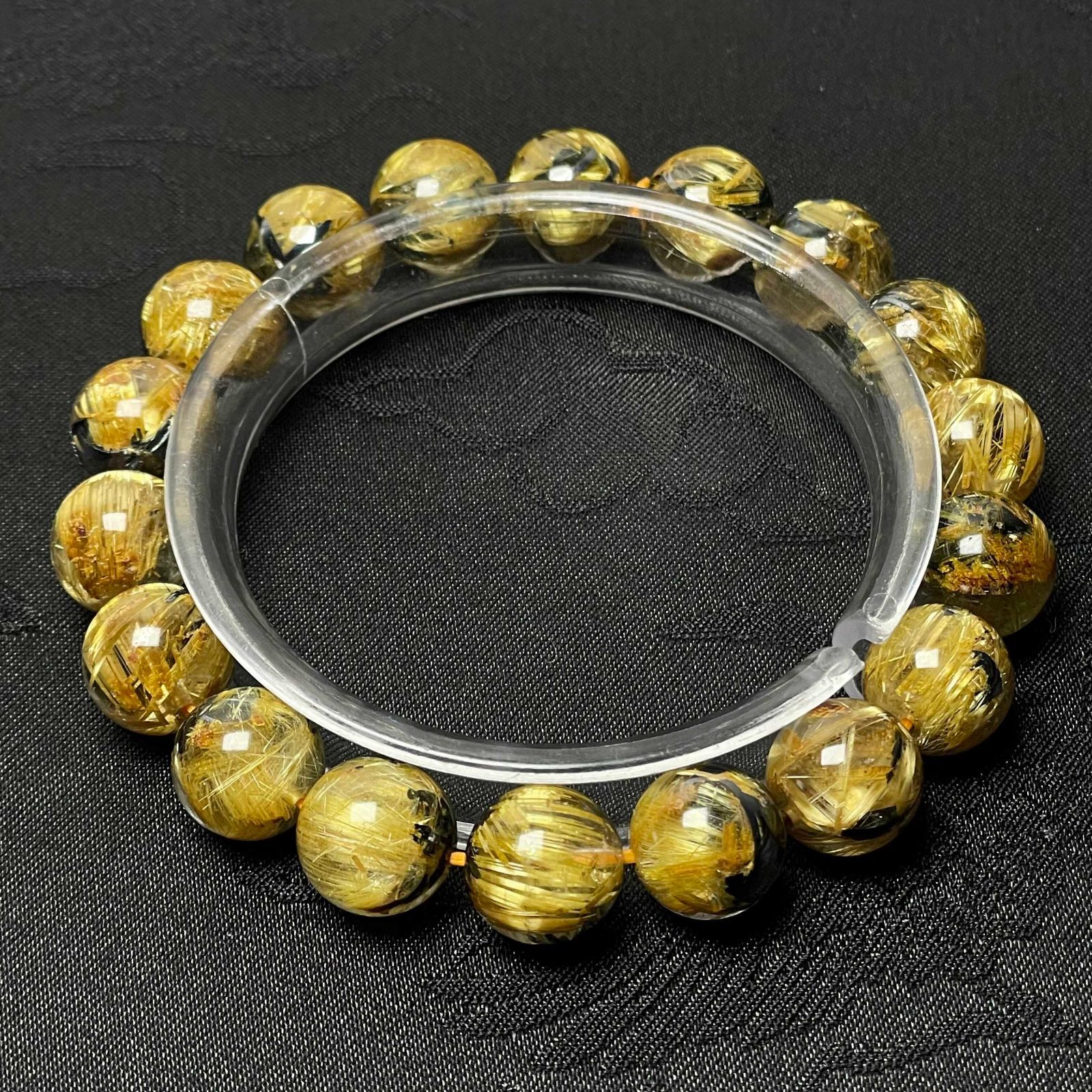 天然石★【120A太陽花タイチンルチル】★黄金針水晶ブレスレット 天然石 金運 11.1-11.6mm ZZ2123