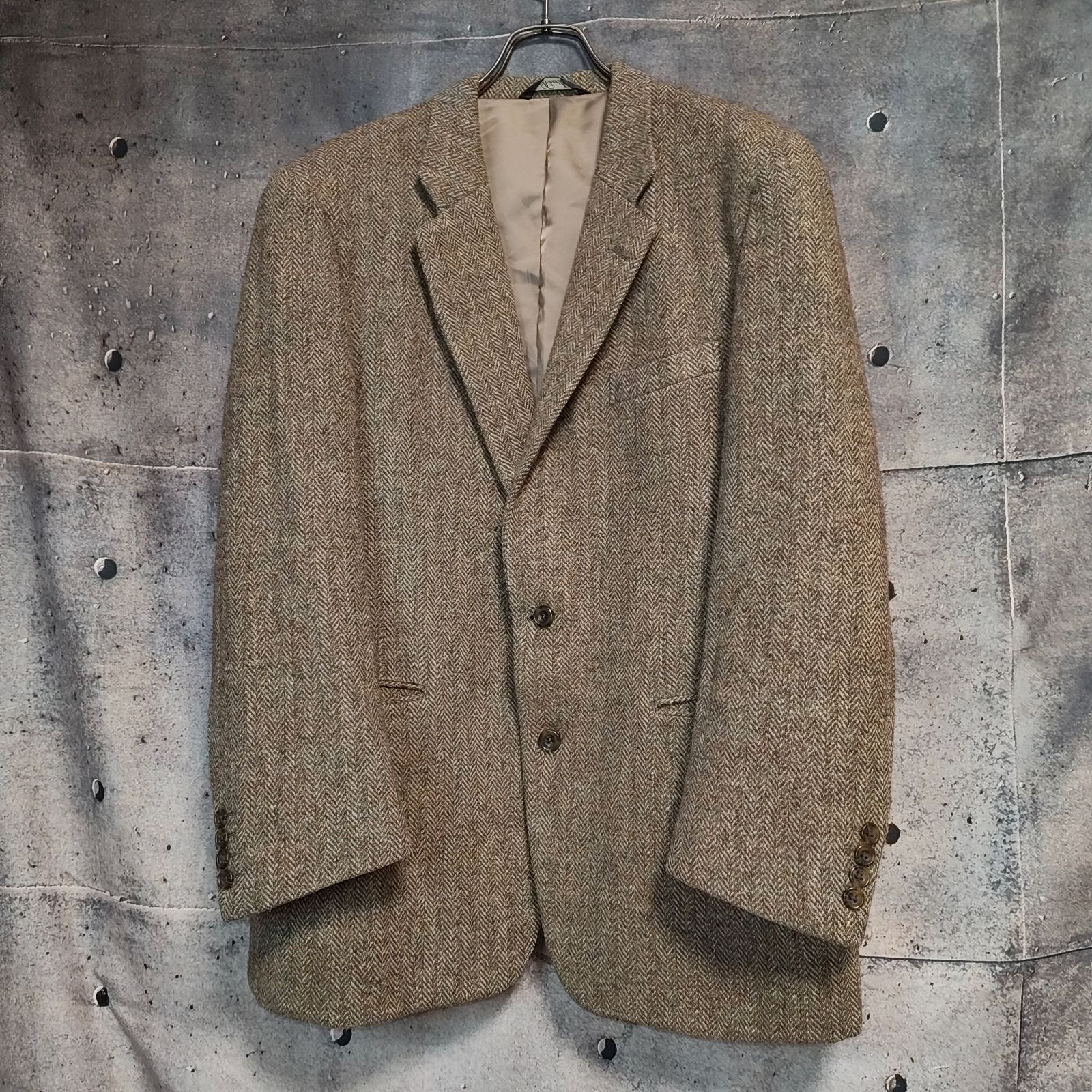 80s Archive VINTAGE Baker St. Harris Tweed ベイカーストリート ハリスツイード ウール テーラード ジャケット ツイード ブレザー ビンテージ メンズ オールド 古着 英国生地 高級 紳士服 WOOL XLサイズ相当
