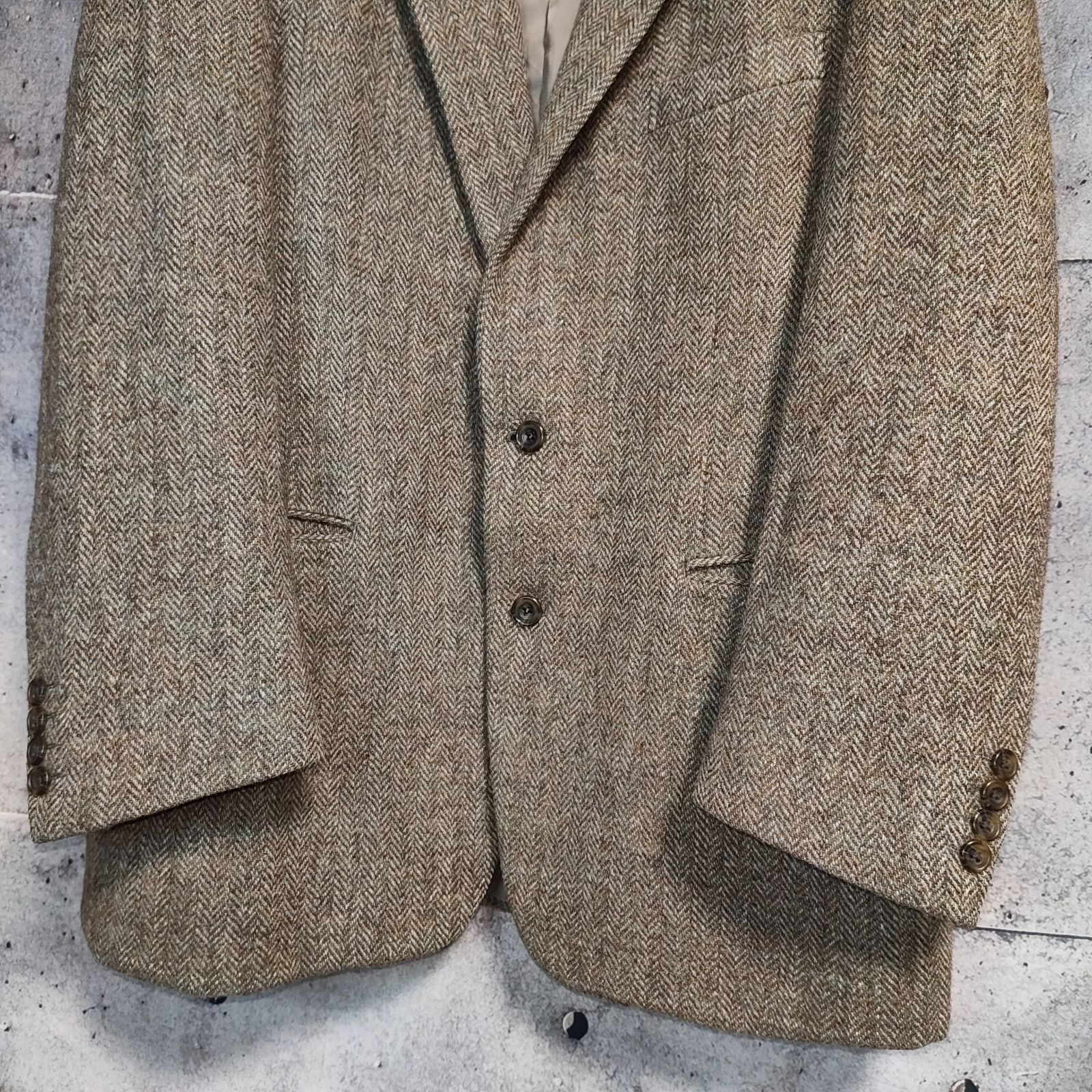 80s Archive VINTAGE Baker St. Harris Tweed ベイカーストリート ハリスツイード ウール テーラード ジャケット ツイード ブレザー ビンテージ メンズ オールド 古着 英国生地 高級 紳士服 WOOL XLサイズ相当
