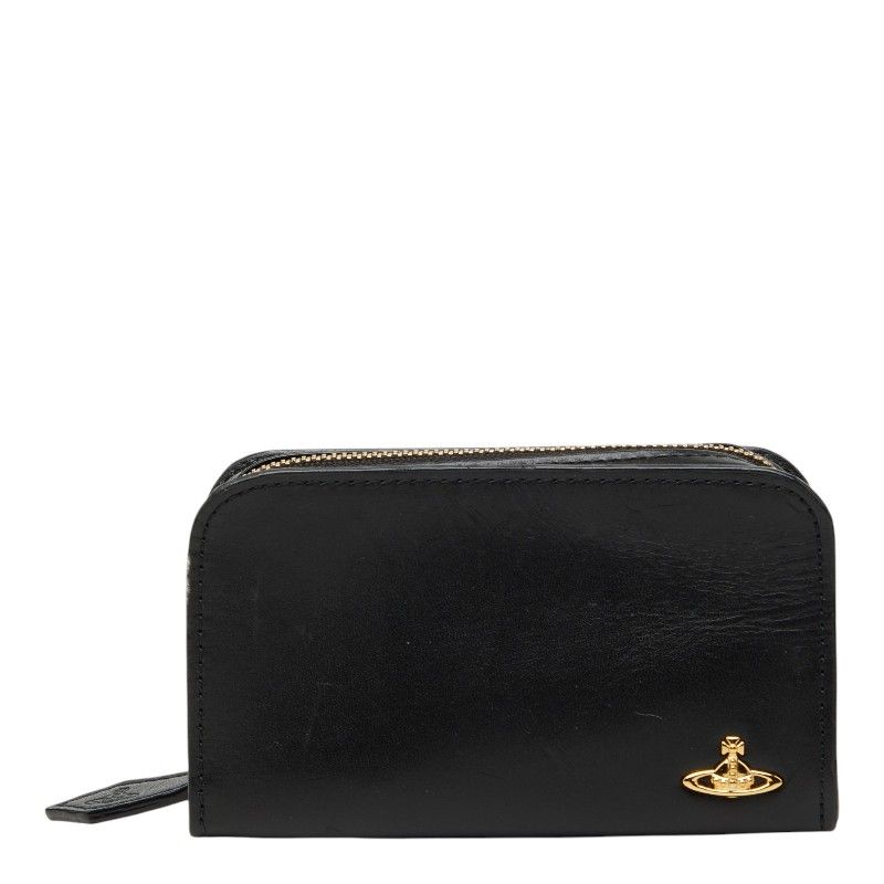 ヴィヴィアンウエストウッド VINTAGE WATER ORB マルチ ポーチ コスメ ブラック レザー レディース Vivienne Westwood【1-0273089】