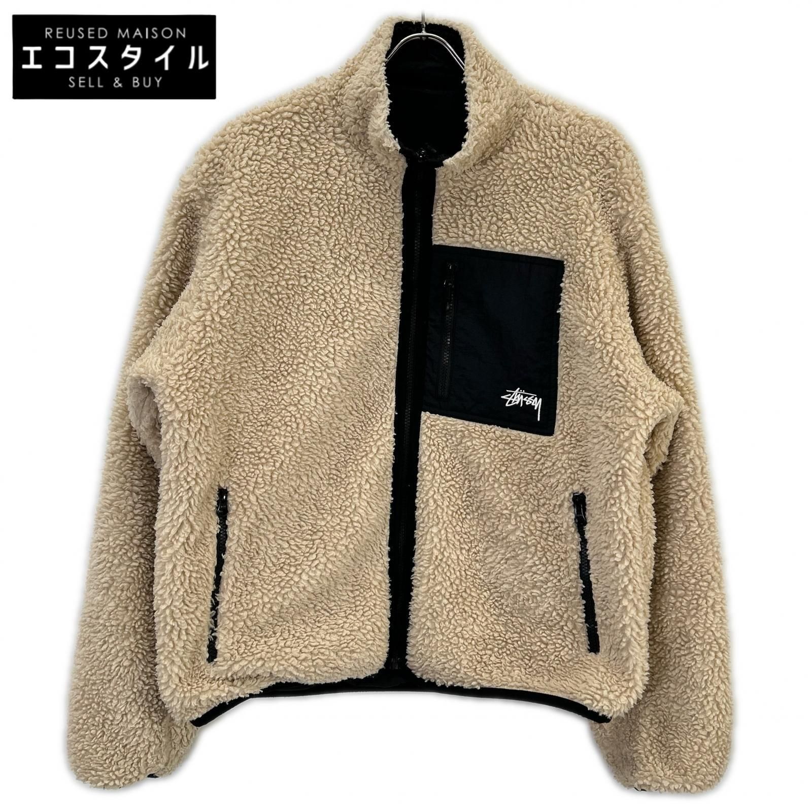 高品質，人気 STUSSY ステューシー ブラック×ベージュ SHERPA ボア 