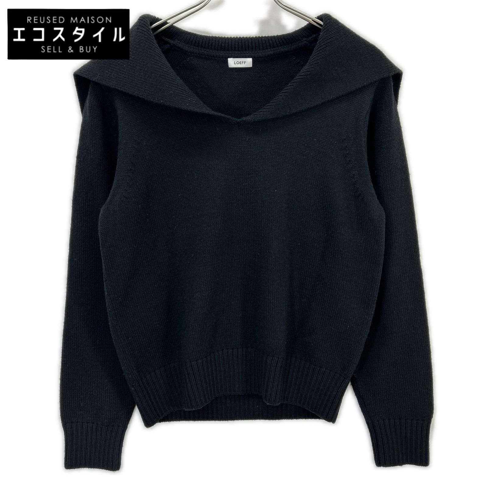 LOEFF　ロエフ　8813-106-0048 W 5GG SAILOR ブラック ウール セーラーカラーニットプルオーバー