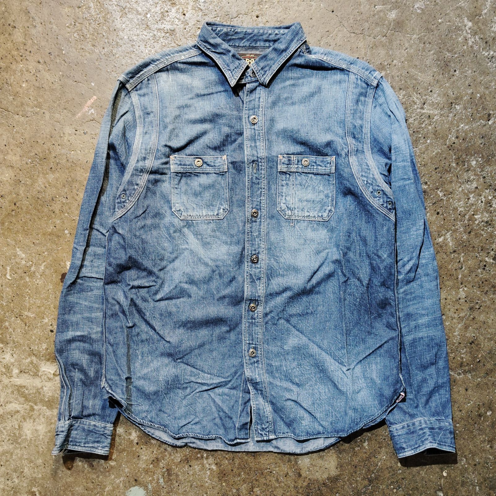 RRL コットンリネン デニム ウエスタンシャツ DOUBLE RL ダブルアール 