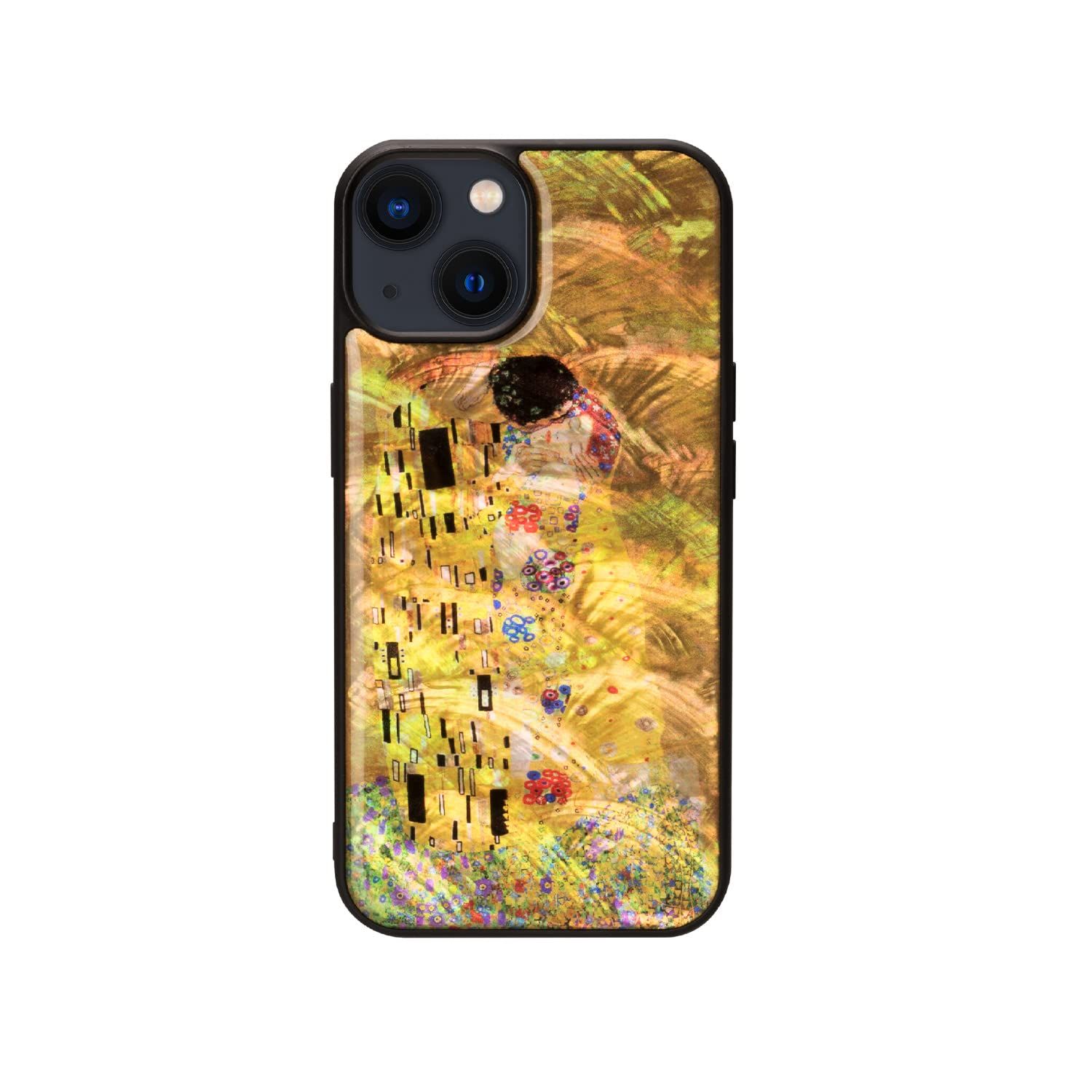 新品 ikins iPhone 14 ケース 天然貝ケース [ Pearl 光沢 表面コーティング加工 TPUとポリカーボネートのハイブリッド 着脱しやすい ストラップホール付き ワイヤレス充電 ] 名画シリーズ 名作絵画 アップル アイフォン 背面カバー ク