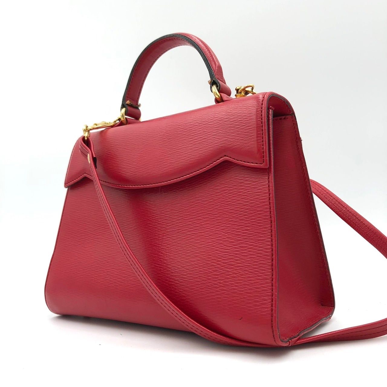 PELLE BORSA ペレボルサ 2WAY ハンドバッグ ショルダーバッグ 赤