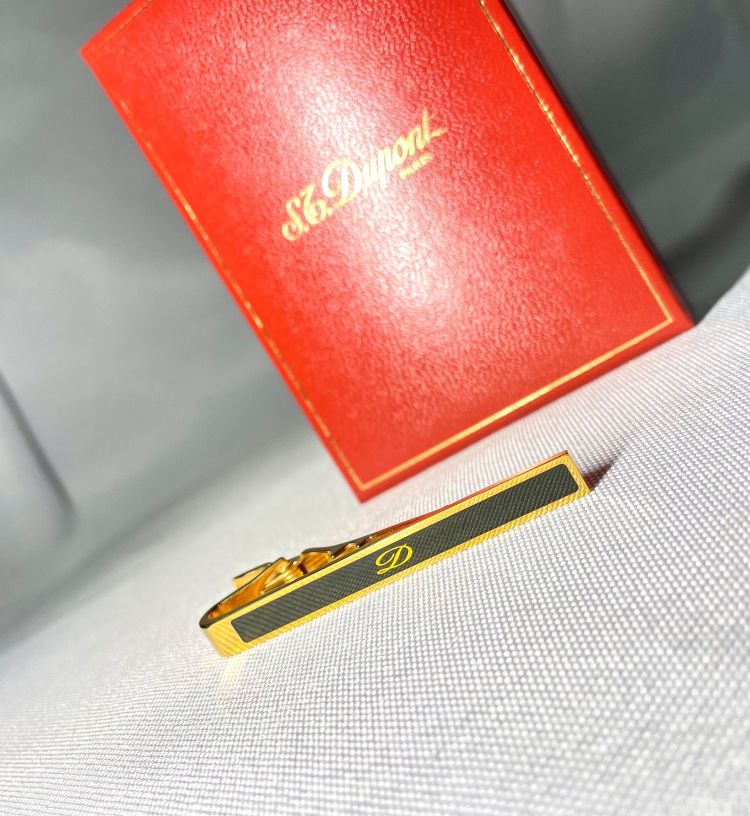 ネクタイピン - 美品 S.T.Dupont デュポン Dロゴ ダークカーキ系