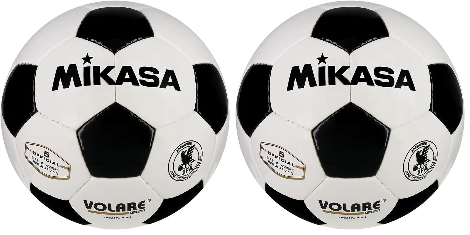 新品 ミカサ(MIKASA) サッカーボール 5号 SVC50VL-WBK 日本サッカー協会 検定球 (一般・大学・高校生・中学生用) ホワイト/ブラック (× 2)