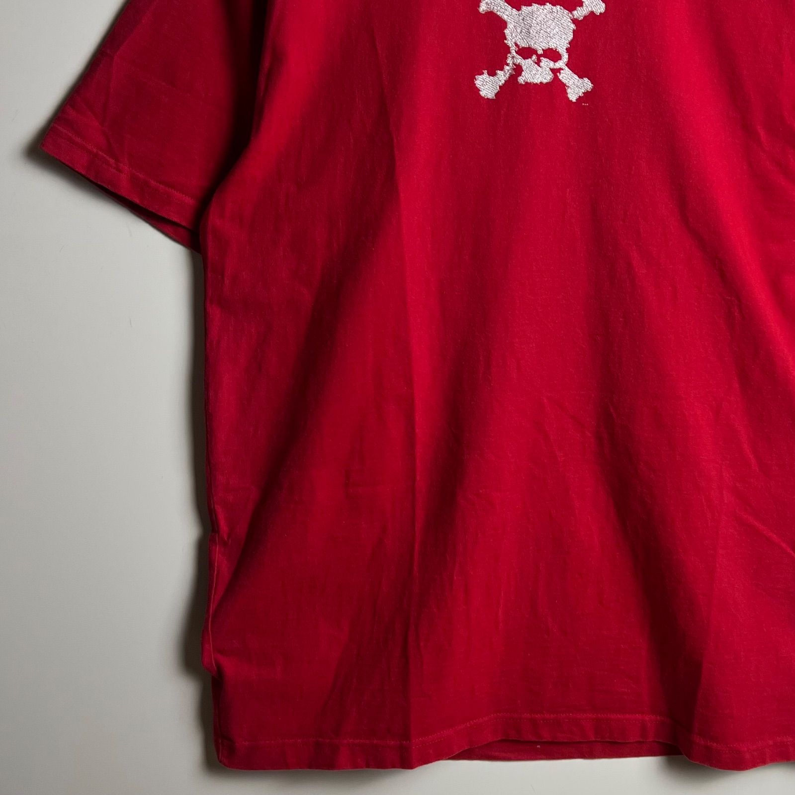 00s OLD OAKLEY アーカイブ スカル 炎 Tシャツ 赤 Lメキシコ製 OAKLEY 90s USA tech lame skull Tee L オークリー スカル 髑髏 ラメ