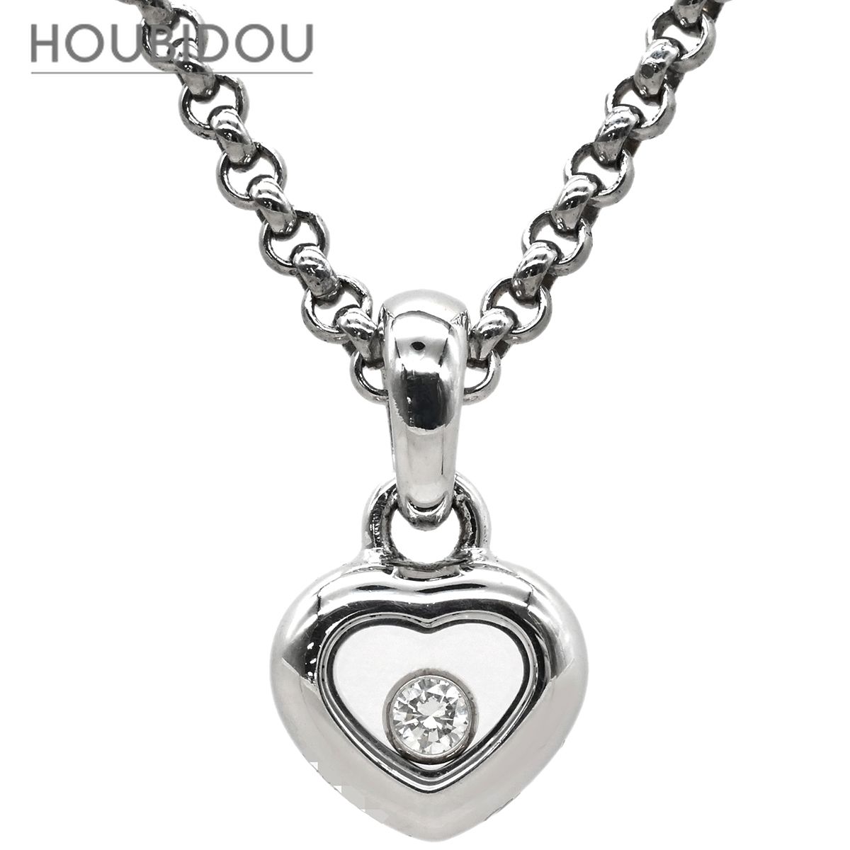 ショパール CHOPARD ネックレス ハッピーダイヤ ハート ペンダント ホワイトゴールド 1P ムービングダイヤ 750ＷG 18K 79/4854 【箱】【中古】
