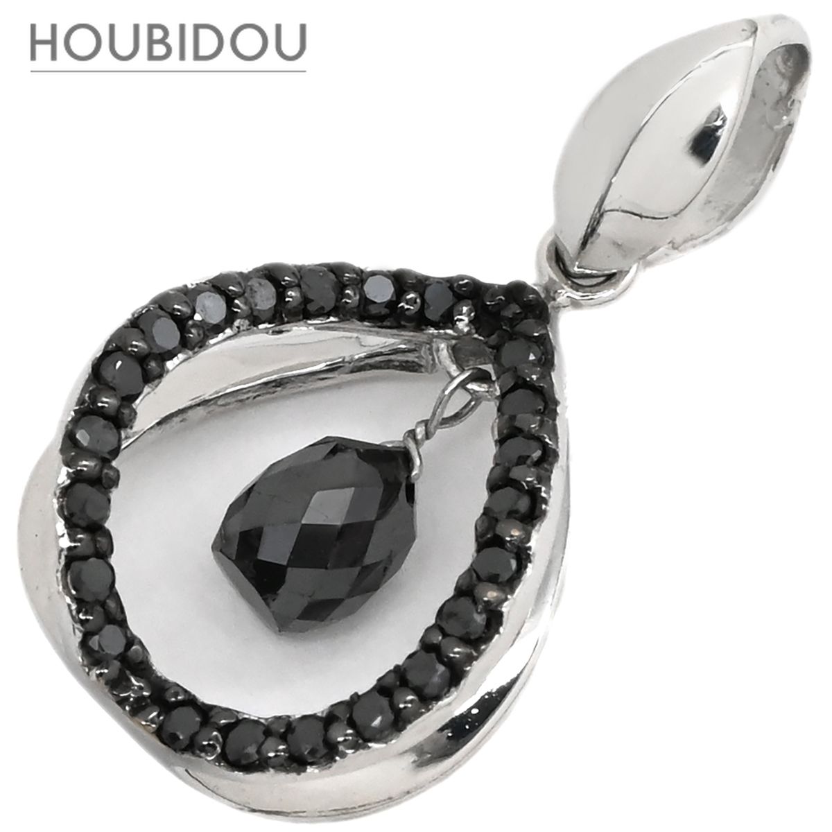 ペンダントトップ ダイヤ ブラックダイヤ 0.65ct ブラック×ホワイトゴールド 黒 18金 18K 750 WG フロートデザイン ドロップ スウィング 【中古】