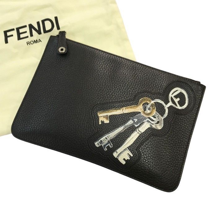 FENDI フェンディ クラッチバッグ レディース レザー 鍵 キー セカンド