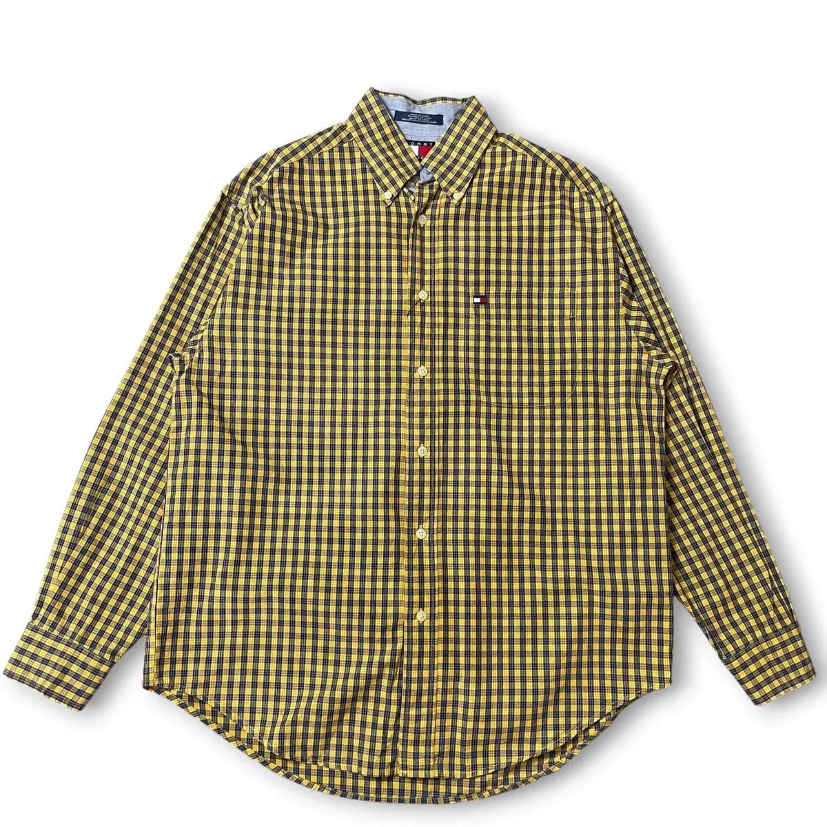 Tommy Hilfiger トミーヒルフィガー イェロー CHECK シャツ S
