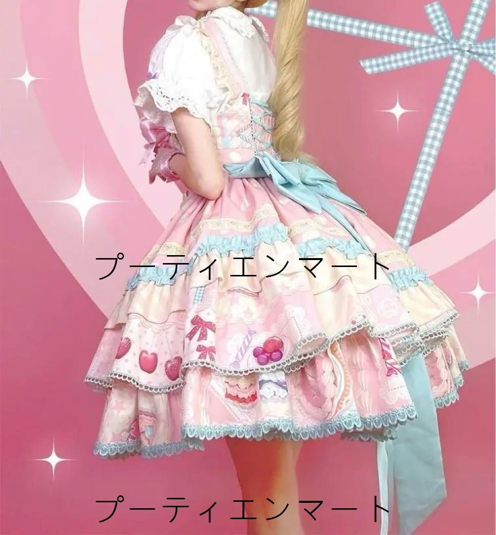 人気商品 クリームシュガー ロリータドレス jsk 甘ロリ可愛い　ロリィタ　リボン　ピンク