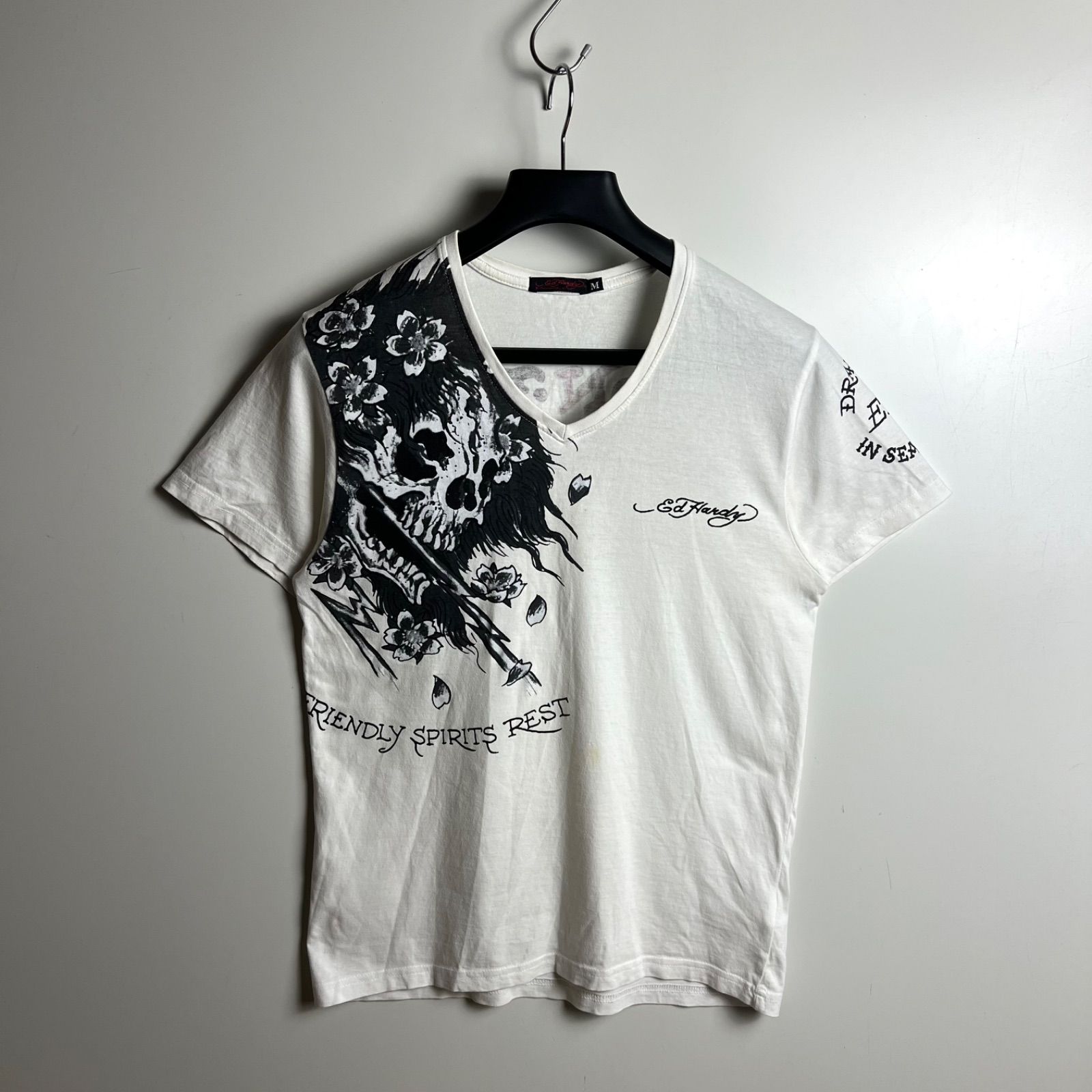 Ed Hardy y2k archive skull V Tee M エドハーディー スカルプリント V
