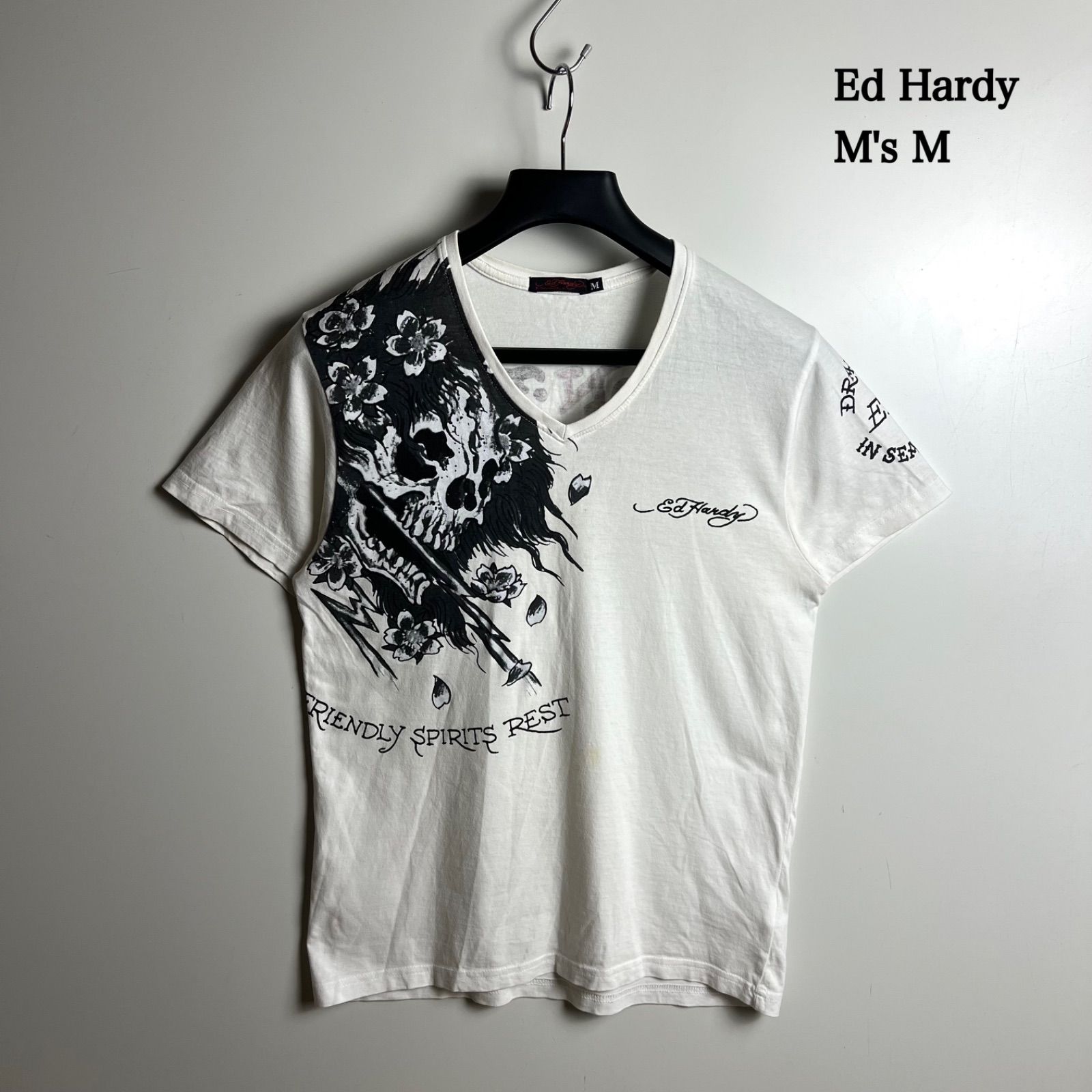 Ed Hardy y2k archive skull V Tee M エドハーディー スカルプリント V