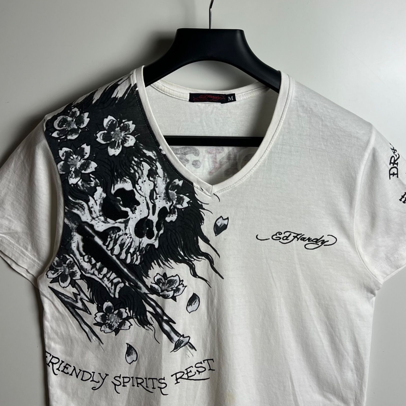Ed Hardy y2k archive skull V Tee M エドハーディー スカルプリント V 