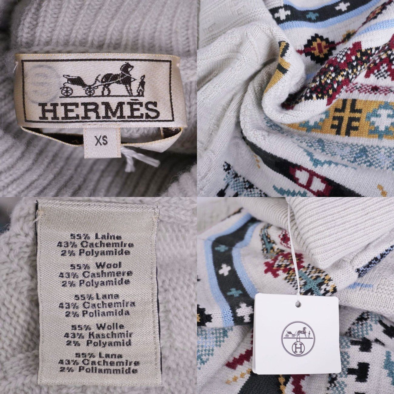 未使用 エルメス HERMES ニット タートルネック セーター 長袖 ウール
