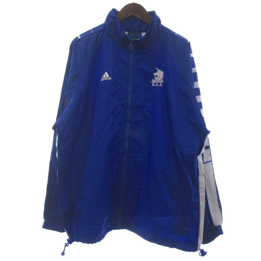 アディダス adidas ヴィンテージ B.A.A Boston Marathon Jacket ジャンパー ジップアップ 裏地メッシュ 長袖 L 青 ブルー ■GY28 ☆AA★