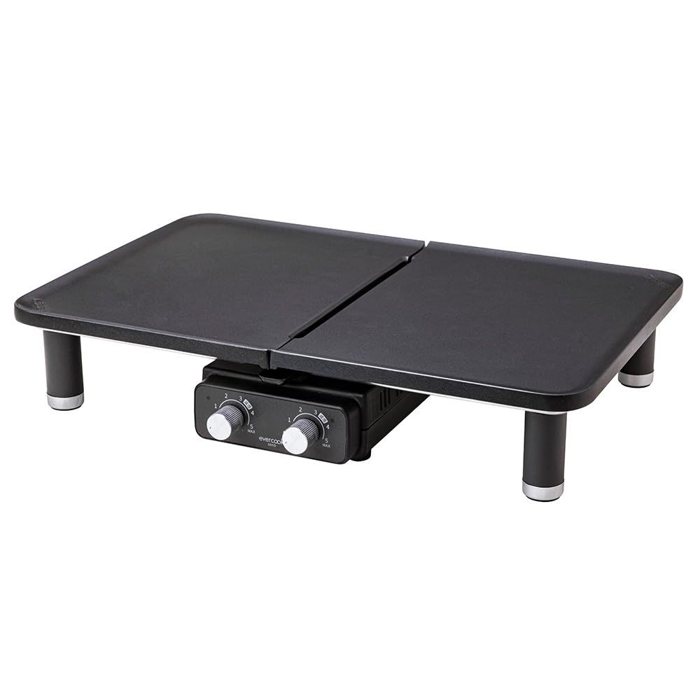 evercookDECO ホットプレート DUO GRILL 温度調節機能付き 洗いやすい 収納しやすい ホームパーティー 焼肉 グリル HPY-121BK ドウシシャ