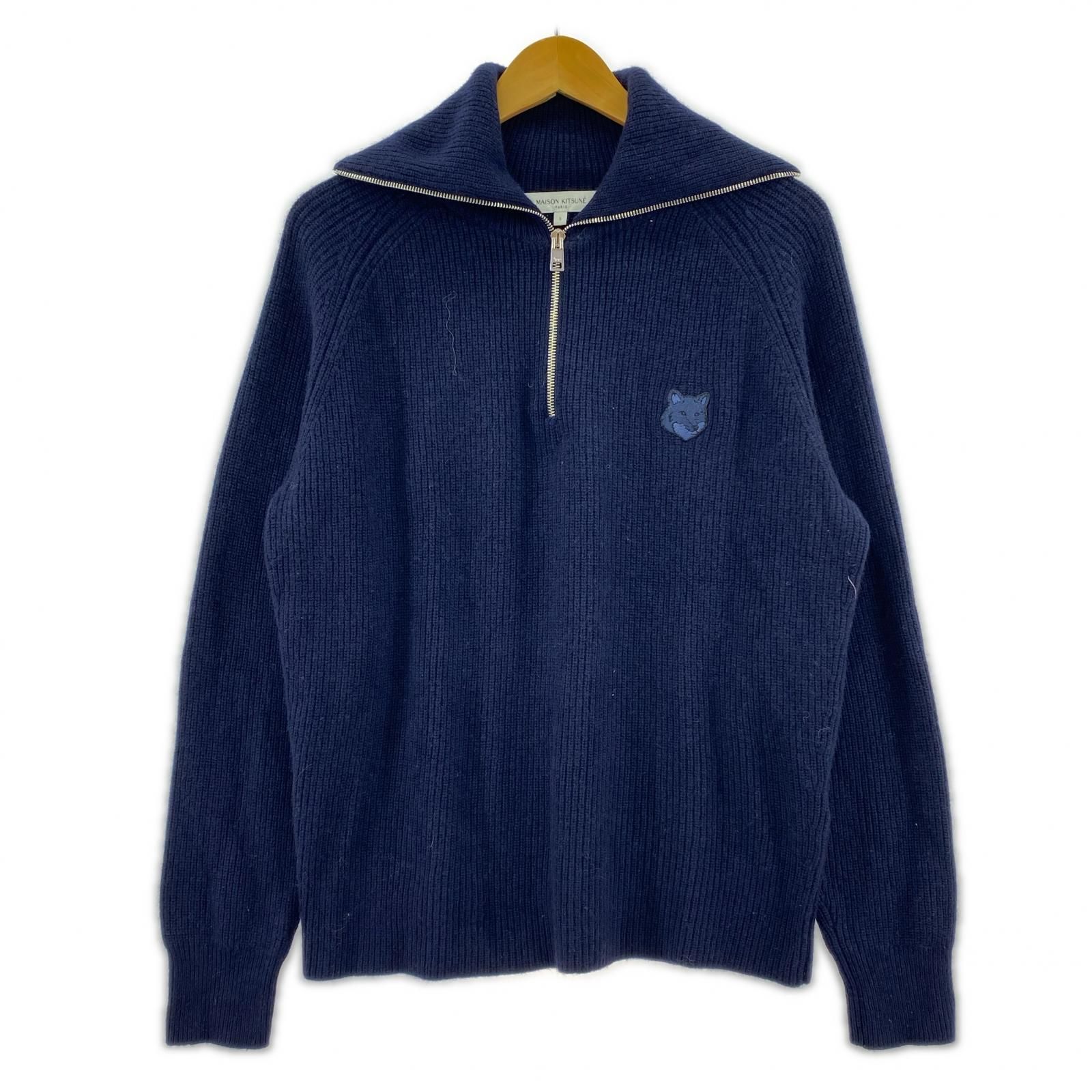 MAISON KITSUNE メゾンキツネ LM00807KT1093 ウール混ニット sizeS/ネイビー